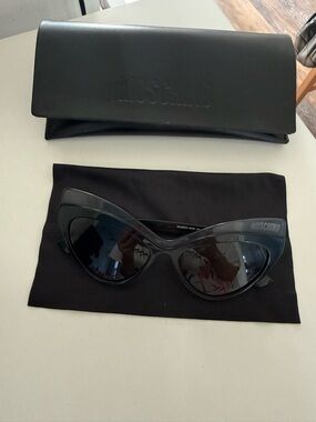 Moschino Black Cat-Eye Sunglasses with Dark Lenses